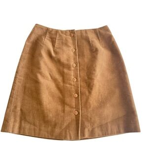 Sueded Cotton Lined Camel Tan AKA Eddie Bauer Short Skirt Buttons Size 6 Petite